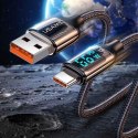 USAMS Kabel pleciony U78 USB-C 1.2m LED 6A Fast Charging czarny/black SJ544USB01 (US-SJ544)