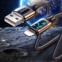 USAMS Kabel pleciony U78 lightning 1.2m LED 2.4A Fast Charging silver black SJ543USB02 (US-SJ543)