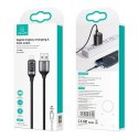 USAMS Kabel pleciony U78 lightning 1.2m LED 2.4A Fast Charging silver black SJ543USB02 (US-SJ543)