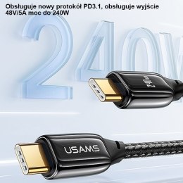 USAMS Kabel pleciony U82 USB-C na USB-C 2m 240W PD 3.1 Fast Charging czarny/black SJ581USB01 (US-SJ581)