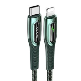 USAMS Kabel pleciony USB-C na Lightning Smart Power-off 20W PD Cable 1.2m ciemny zielony/dark green SJ518USB02 (US-SJ518)