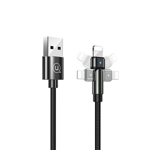 USAMS Kabel pleciony obrotowy U60 2A Lightning czarny/black 1m SJ476USB01 (US-SJ476)