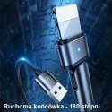 USAMS Kabel pleciony obrotowy U60 2A Lightning czarny/black 1m SJ476USB01 (US-SJ476)