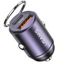 USAMS Ład. sam. 1xUSB+1xUSB-C C38 30W PD Fast Charge z wbudowanym pieścieniem fioletowy/purple CC206CC02 (US-CC206)