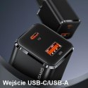 USAMS Ład. siec. 1xUSB-C+1xUSB T43 33W PD3.0 +QC3.0 + kabel U63 USB-C na lightning czarny/black USKTZ01