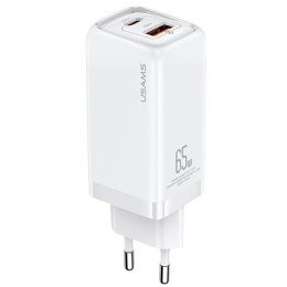 USAMS Ład. siec. 1xUSB-C+1xUSB T47 65W (only head) PD Fast Charging Super Si biały/white CC153TC02 (US-CC153)