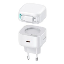 USAMS Ład. siec. 1xUSB-C ze zwijanym kablem Lighning Retractable PD+QC 35W Gan Fast Charging biały/white XMF Series CC209TC02 (U