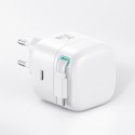 USAMS Ład. siec. 1xUSB-C ze zwijanym kablem USB-C Retractable PD+QC 35W Gan Fast Charging biały/white XMF Series CC202TC02 (US-C