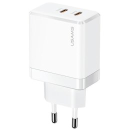 USAMS Ład. siec. 2xUSB-C T54 GaN 40W (only head) PD Fast Charging biały/white CC172TC02 (US-CC172)