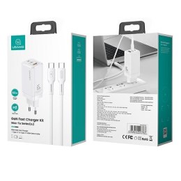 USAMS Ład. siec. MT 2xUSB-C+USB GaN 65W T33 PD + kabel USB-C-USB-C 100W Fast Charging biały/white MTXLOGTC02