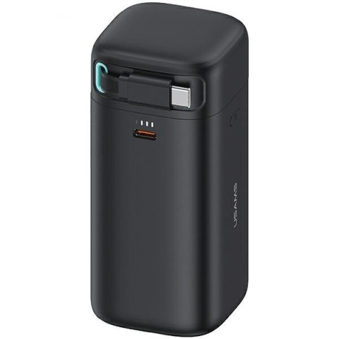 USAMS Powerbank ze zwijanym kablem USB-C Retractable 18000 mAh PD45W Fast Charge XMF Series czarny/black 20KCD21601 (US-CD216)