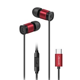 USAMS Słuchawki stereo EP-46 USB-C czerwony/red 1,2m HSEP4604