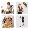 USAMS Uchwyt na telefon z lampą LED tripod czarny/black ZB241ZJ01 (US-ZB241)