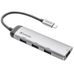 Verbatim Adapter Hub USB-C - 4xUSB-A 3.2 aluminiowy/aluminum 49147