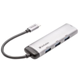 Verbatim Adapter Hub USB-C - 4xUSB-A 3.2 aluminiowy/aluminum 49147