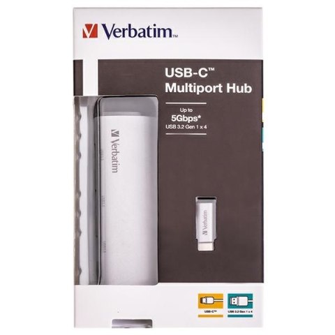 Verbatim Adapter Hub USB-C - 4xUSB-A 3.2 aluminiowy/aluminum 49147
