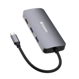 Verbatim Adapter Hub USB-C - HDMI/ 3xUSB-A/SD/microSD/2xUSB-C/Eternet aluminiowy/aluminum 32152