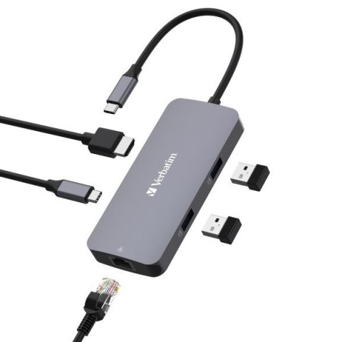 Verbatim Adapter Hub USB-C - HDMI/USB-C /Eternet/2xUSB-A 3.0 aluminiowy/aluminum 32150