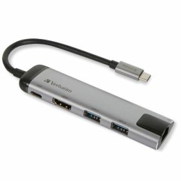 Verbatim Adapter Hub USB-C - USB-C/ 2xUSB-A 3.0/HDMI/Eternet aluminiowy/aluminum 49141