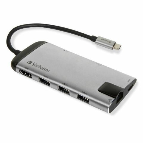 Verbatim Adapter Hub USB-C - USB-C/ 3xUSB-A 3.0/HDMI/Eternet/SD/microSD aluminiowy/aluminum 49142