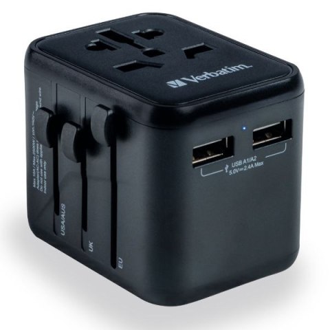 Verbatim Adapter podróżny EU/UK/US2xUSB-A UTA-01 czarny/black 49543