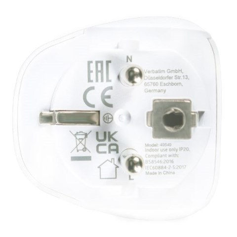 Verbatim Adapter podróżny EU/UK/USWTEU-02 biały/white 49549