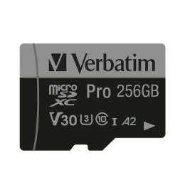 Verbatim Karta microSD 256GB + adapter Pro U3 czarny/black 47045