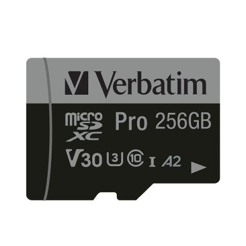 Verbatim Karta microSD 256GB + adapter Pro U3 czarny/black 47045