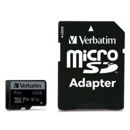 Verbatim Karta microSD 32GB + adapter Pro U3 czarny/black 47041