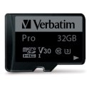 Verbatim Karta microSD 32GB + adapter Pro U3 czarny/black 47041