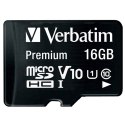 Verbatim Karta microSDHC 16GB V10+ adapter czarny/black 44082