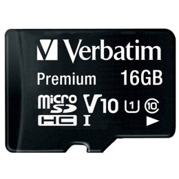 Verbatim Karta microSDHC 16GB V10 + adapter czarny/black 44082