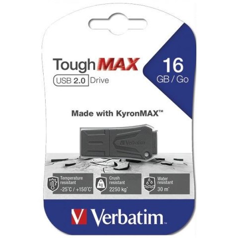 Verbatim Pendrive 16GB USB-A 2.0ToughMAX czarny/black 49330