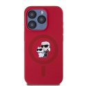 Karl Lagerfeld KLHMP15LSCMKCRHR iPhone 15 Pro 6.1" czerwony/red hardcase Silicone Karl&Choupette Heads Ring MagSafe