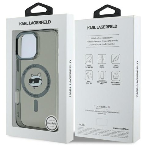 Karl Lagerfeld KLHMP16XHLSCHK iPhone16 Pro Max 6.9" czarny/black hardcase IML Metal Choupette Head MagSafe