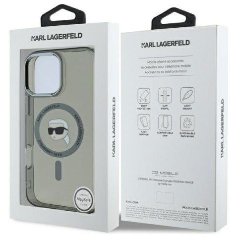 Karl Lagerfeld KLHMP16XHLSKIK iPhone16 Pro Max 6.9" czarny/black hardcase IML Metal Karl Head MagSafe