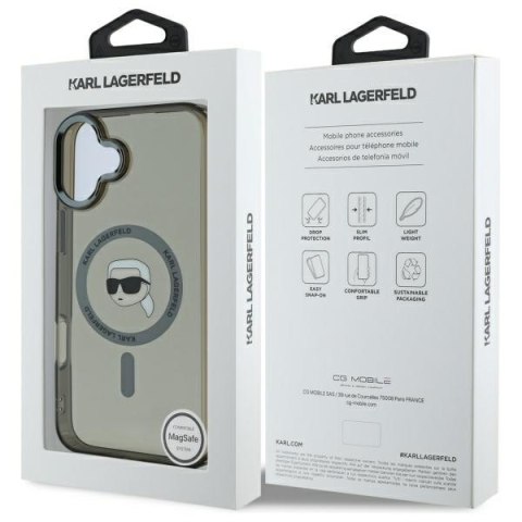 Karl Lagerfeld KLHMP16SHLSKIK iPhone 6.1" czarny/black hardcase IML Metal Karl Head MagSafe
