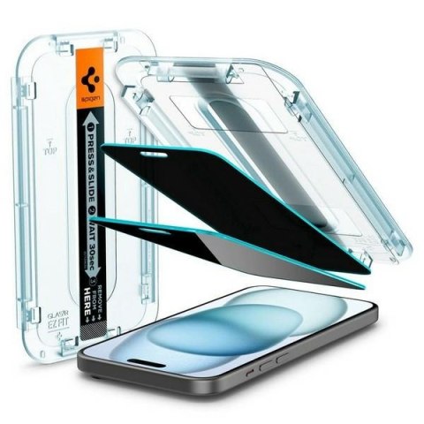 Spigen Glas.TR iPhone 15 6.1""EZ FIT" 2 szt. privacy szkło hartowane prywatyzujące AGL06905
