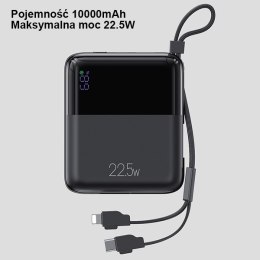 USAMS Powerbank PB69 10000mAh 22.5W QC3.0+PD Fast Charge Digital Display czarny/black 10KCD18601 (US-CD186)