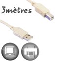 Kabel USB 2.0 A na USB B Lineaire 3 m Beżowy