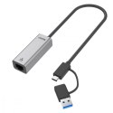 Adapter USB-A/C 3.1 GEN1 RJ45; 2,5 Gbps; U1313C