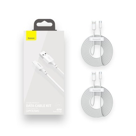 Kabel USB A na USB C Baseus TZCATZJ-02 Biały 1,5 m (2 Sztuk)