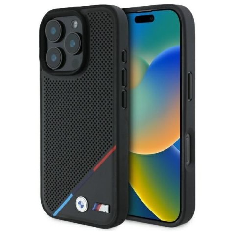 BMW BMHMP16X23PUPDK iPhone 16 Pro Max 6.9" czarny/black hardcase M Perforated Tricolor Line MagSafe