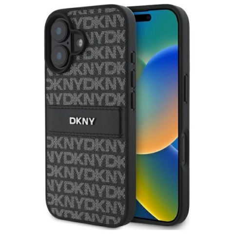 DKNY DKHCP16SPRTHSLK iPhone 16 6.1" czarny/black hardcase Texture Pattern Tonal Stripe