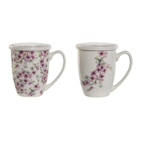 Filiżanka z Filtrem Home ESPRIT Niebieski Biały Różowy Stal nierdzewna Porcelana 380 ml (2 Sztuk)