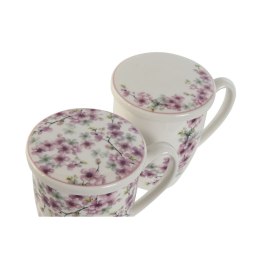 Filiżanka z Filtrem Home ESPRIT Niebieski Biały Różowy Stal nierdzewna Porcelana 380 ml (2 Sztuk)