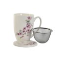 Filiżanka z Filtrem Home ESPRIT Niebieski Biały Różowy Stal nierdzewna Porcelana 380 ml (2 Sztuk)