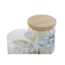 Łódź DKD Home Decor Niebieski Biały Kolor Zielony Naturalny Silikon Bambus Szkło borokrzemowe 700 ml 10 x 10 x 13 cm (2 Sztuk)