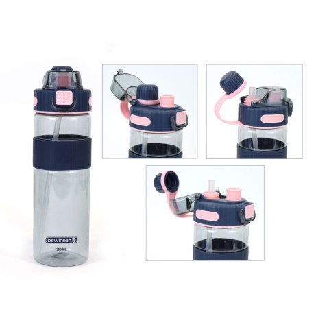 Butelka z pokrywką i słomką Bewinner Wielokolorowy Przezroczysty 900 ml