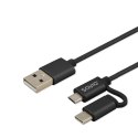 Kabel USB do Micro USB i USB C Savio CL-128 Czarny 1 m